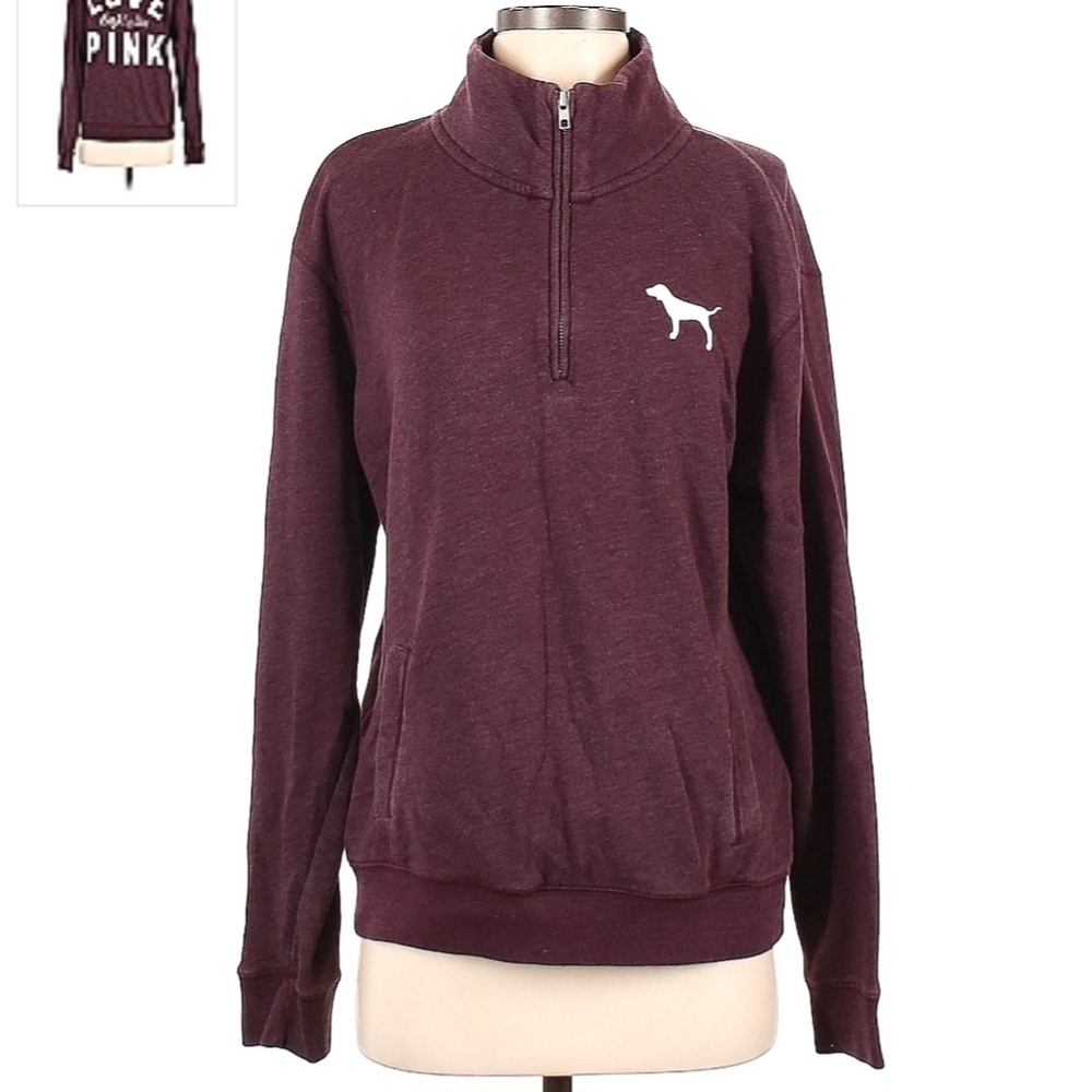 Victoria's Secret VS PINK Maroon Sweatshirt Spellout Graphic Logo Women's Small